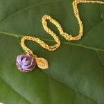 Purple Rose Initial Personalized Necklace (many..